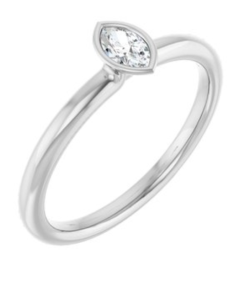72129 Ring Set Sterling Silver Natural White Sapphire Marquise 5 X 3 Mm Polished Natural White Sapphire Stackable Ring