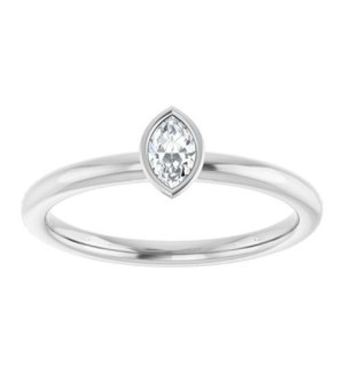 72129 Ring Set Sterling Silver Natural White Sapphire Marquise 5 X 3 Mm Polished Natural White Sapphire Stackable Ring