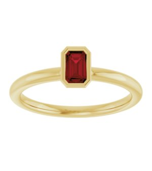 72129 Ring Set 14K Yellow Natural Mozambique Garnet Emerald 5 X 3 Mm Polished Natural Mozambique Garnet Stackable Ring