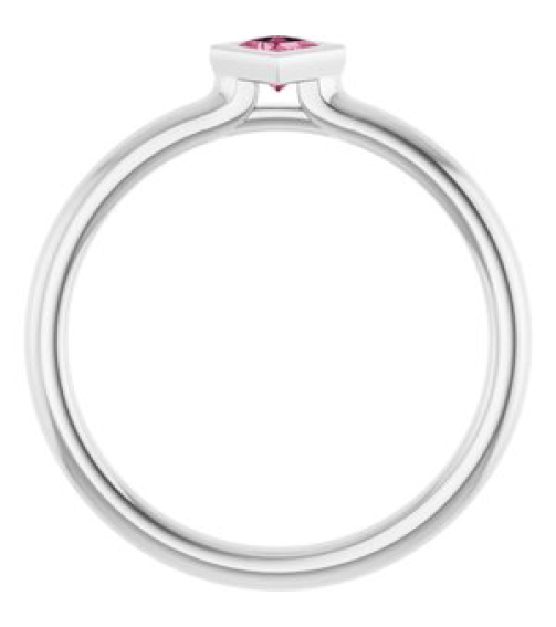 72129 Ring Set Sterling Silver Natural Pink Tourmaline Square 3 X 3 Mm Polished Natural Pink Tourmaline Stackable Ring