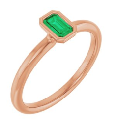 72129 Ring Set 14K Rose Lab-Grown Emerald Emerald 5 X 3 Mm Polished Lab-Grown Emerald Stackable Ring