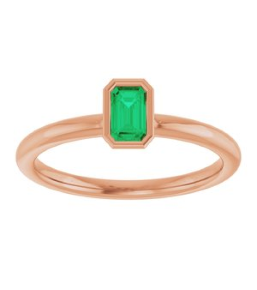 72129 Ring Set 14K Rose Lab-Grown Emerald Emerald 5 X 3 Mm Polished Lab-Grown Emerald Stackable Ring