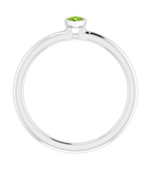 72129 Ring Set 14K White Natural Peridot Pear 5 X 3 Mm Polished Natural Peridot Stackable Ring