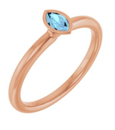 72129 Ring Set 14K Rose Natural Aquamarine Marquise 5 X 3 Mm Polished Natural Aquamarine Stackable Ring