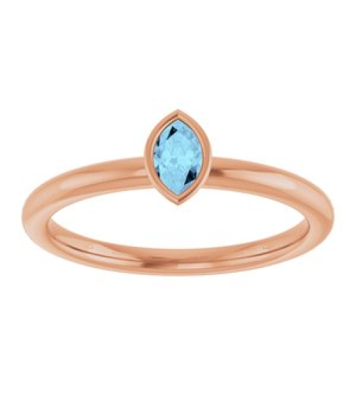 72129 Ring Set 14K Rose Natural Aquamarine Marquise 5 X 3 Mm Polished Natural Aquamarine Stackable Ring