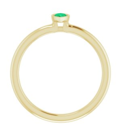 72129 Ring Set 14K Yellow Lab-Grown Emerald Pear 5 X 3 Mm Polished Lab-Grown Emerald Stackable Ring