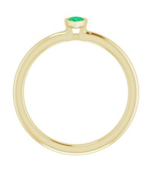 72129 Ring Set 14K Yellow Lab-Grown Emerald Pear 5 X 3 Mm Polished Lab-Grown Emerald Stackable Ring