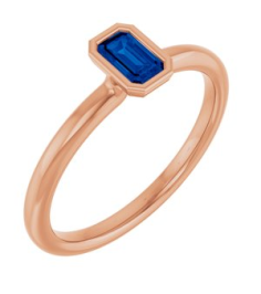 72129 Ring Set 14K Rose Lab-Grown Blue Sapphire Emerald 5 X 3 Mm Polished Lab-Grown Blue Sapphire Stackable Ring