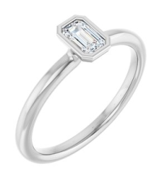 72129 Ring Set Sterling Silver Natural White Sapphire Emerald 5 X 3 Mm Polished Natural White Sapphire Stackable Ring