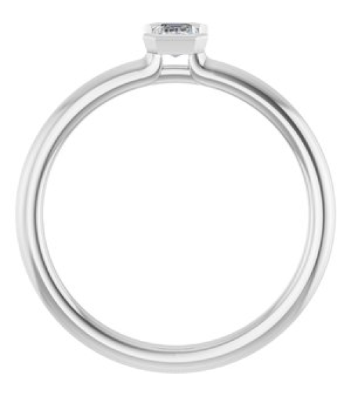 72129 Ring Set Sterling Silver Natural White Sapphire Emerald 5 X 3 Mm Polished Natural White Sapphire Stackable Ring