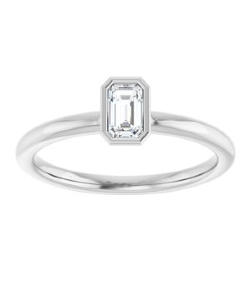 72129 Ring Set Sterling Silver Natural White Sapphire Emerald 5 X 3 Mm Polished Natural White Sapphire Stackable Ring