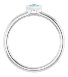 72129 Ring Set 14K White Natural Aquamarine Square 3 X 3 Mm Polished Natural Aquamarine Stackable Ring