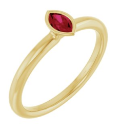 72129 Ring Set 14K Yellow Lab-Grown Ruby Marquise 5 X 3 Mm Polished Lab-Grown Ruby Stackable Ring