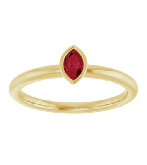 72129 Ring Set 14K Yellow Lab-Grown Ruby Marquise 5 X 3 Mm Polished Lab-Grown Ruby Stackable Ring