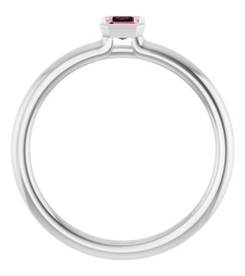 72129 Ring Set Sterling Silver Natural Pink Tourmaline Emerald 5 X 3 Mm Polished Natural Pink Tourmaline Stackable Ring