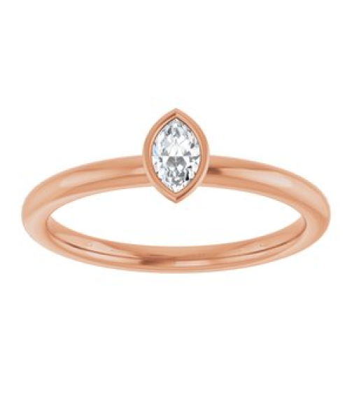 72129 Ring Set 14K Rose Natural White Sapphire Marquise 5 X 3 Mm Polished Natural White Sapphire Stackable Ring