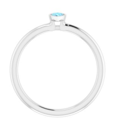 72129 Ring Set 14K White Natural Aquamarine Pear 5 X 3 Mm Polished Natural Aquamarine Stackable Ring