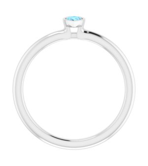 72129 Ring Set 14K White Natural Aquamarine Pear 5 X 3 Mm Polished Natural Aquamarine Stackable Ring