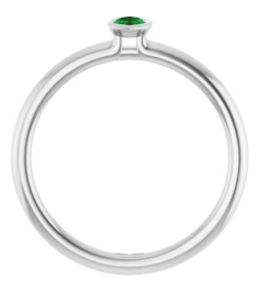 72129 Ring Set 14K White Lab-Grown Emerald Marquise 5 X 3 Mm Polished Lab-Grown Emerald Stackable Ring