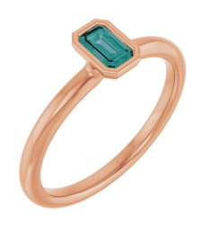72129 Ring Set 14K Rose Lab-Grown Alexandrite Emerald 5 X 3 Mm Polished Lab-Grown Alexandrite Stackable Ring