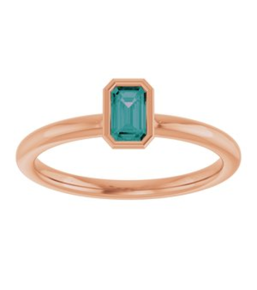 72129 Ring Set 14K Rose Lab-Grown Alexandrite Emerald 5 X 3 Mm Polished Lab-Grown Alexandrite Stackable Ring