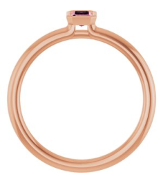 72129 Ring Set 14K Rose Natural Pink Tourmaline Emerald 5 X 3 Mm Polished Natural Pink Tourmaline Stackable Ring