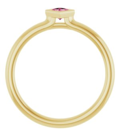 72129 Ring Set 14K Yellow Natural Pink Tourmaline Square 3 X 3 Mm Polished Natural Pink Tourmaline Stackable Ring