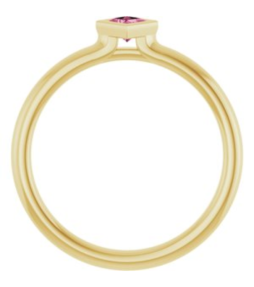72129 Ring Set 14K Yellow Natural Pink Tourmaline Square 3 X 3 Mm Polished Natural Pink Tourmaline Stackable Ring