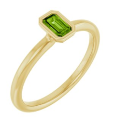 72129 Ring Set 14K Yellow Natural Peridot Emerald 5 X 3 Mm Polished Natural Peridot Stackable Ring