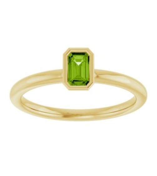 72129 Ring Set 14K Yellow Natural Peridot Emerald 5 X 3 Mm Polished Natural Peridot Stackable Ring