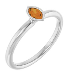 72129 Ring Set 14K White Natural Citrine Marquise 5 X 3 Mm Polished Natural Citrine Stackable Ring