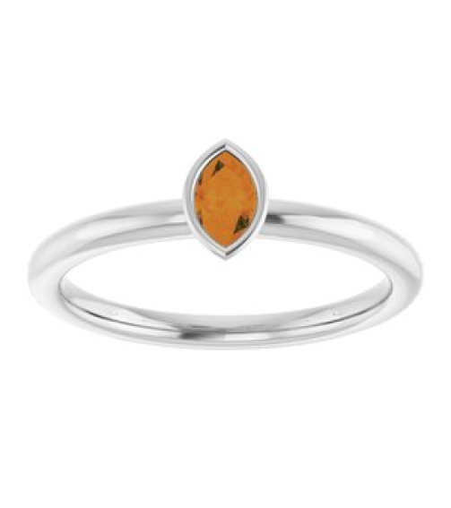 72129 Ring Set 14K White Natural Citrine Marquise 5 X 3 Mm Polished Natural Citrine Stackable Ring