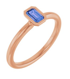72129 Ring Set 14K Rose Natural Tanzanite Emerald 5 X 3 Mm Polished Natural Tanzanite Stackable Ring