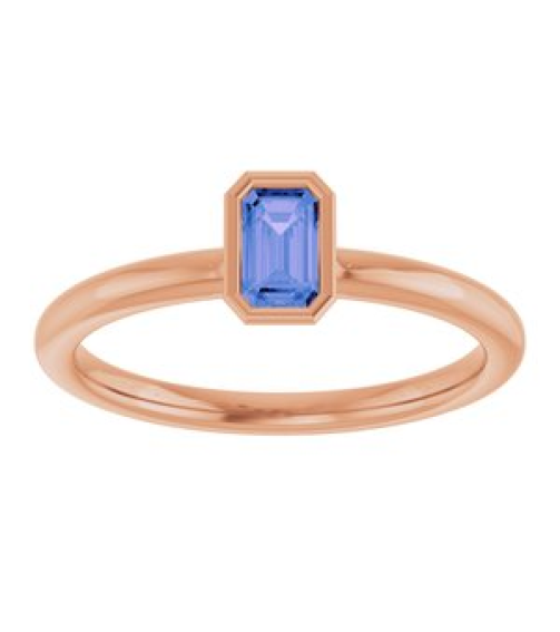 72129 Ring Set 14K Rose Natural Tanzanite Emerald 5 X 3 Mm Polished Natural Tanzanite Stackable Ring