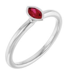 72129 Ring Set 14K White Lab-Grown Ruby Marquise 5 X 3 Mm Polished Lab-Grown Ruby Stackable Ring