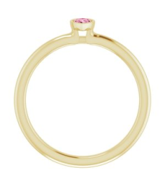 72129 Ring Set 14K Yellow Natural Pink Tourmaline Pear 5 X 3 Mm Polished Natural Pink Tourmaline Stackable Ring