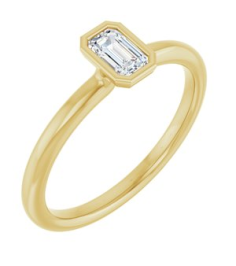 72129 Ring Set 14K Yellow Natural White Sapphire Emerald 5 X 3 Mm Polished Natural White Sapphire Stackable Ring