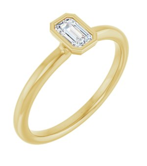 72129 Ring Set 14K Yellow Natural White Sapphire Emerald 5 X 3 Mm Polished Natural White Sapphire Stackable Ring
