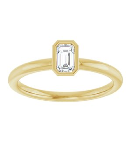 72129 Ring Set 14K Yellow Natural White Sapphire Emerald 5 X 3 Mm Polished Natural White Sapphire Stackable Ring