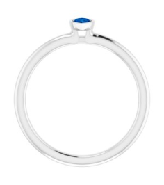 72129 Ring Set 14K White Natural Blue Sapphire Pear 5 X 3 Mm Polished Natural Blue Sapphire Stackable Ring