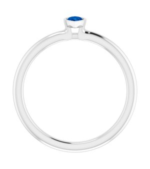 72129 Ring Set 14K White Natural Blue Sapphire Pear 5 X 3 Mm Polished Natural Blue Sapphire Stackable Ring