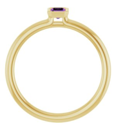 72129 Ring Set 14K Yellow Natural Amethyst Emerald 5 X 3 Mm Polished Natural Amethyst Stackable Ring