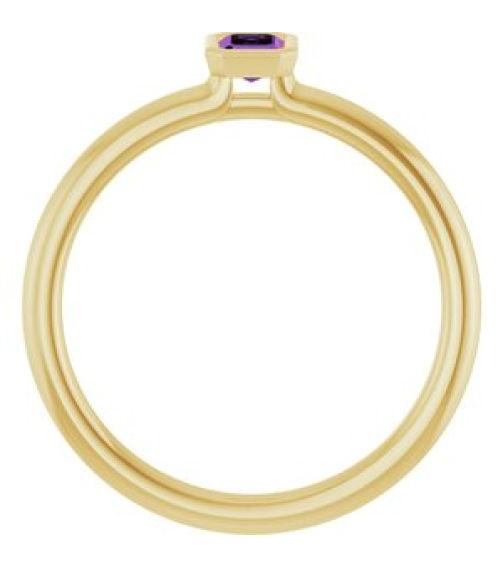 72129 Ring Set 14K Yellow Natural Amethyst Emerald 5 X 3 Mm Polished Natural Amethyst Stackable Ring