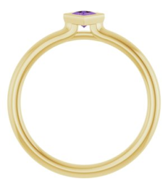 72129 Ring Set 14K Yellow Natural Amethyst Square 3 X 3 Mm Polished Natural Amethyst Stackable Ring