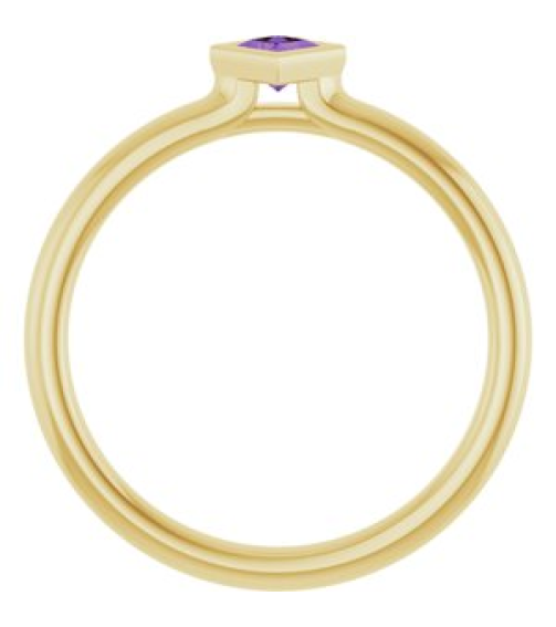 72129 Ring Set 14K Yellow Natural Amethyst Square 3 X 3 Mm Polished Natural Amethyst Stackable Ring