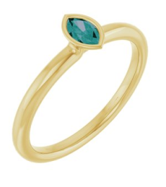 72129 Ring Set 14K Yellow Lab-Grown Alexandrite Marquise 5 X 3 Mm Polished Lab-Grown Alexandrite Stackable Ring