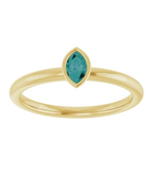 72129 Ring Set 14K Yellow Lab-Grown Alexandrite Marquise 5 X 3 Mm Polished Lab-Grown Alexandrite Stackable Ring