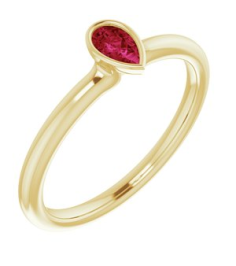 72129 Ring Set 14K Yellow Lab-Grown Ruby Pear 5 X 3 Mm Polished Lab-Grown Ruby Stackable Ring