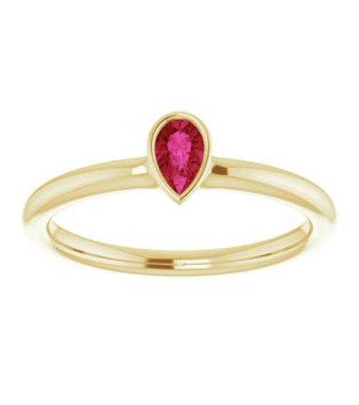 72129 Ring Set 14K Yellow Lab-Grown Ruby Pear 5 X 3 Mm Polished Lab-Grown Ruby Stackable Ring