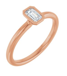 72129 Ring Set 14K Rose Natural White Sapphire Emerald 5 X 3 Mm Polished Natural White Sapphire Stackable Ring
